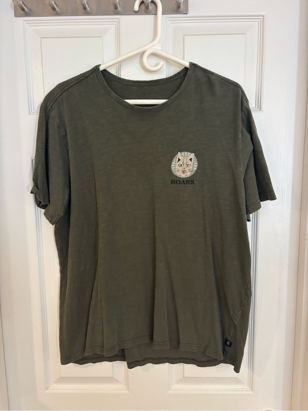 Roark HELLCAT Olive Green Short Sleeve Crewneck Tee with Cat Logo